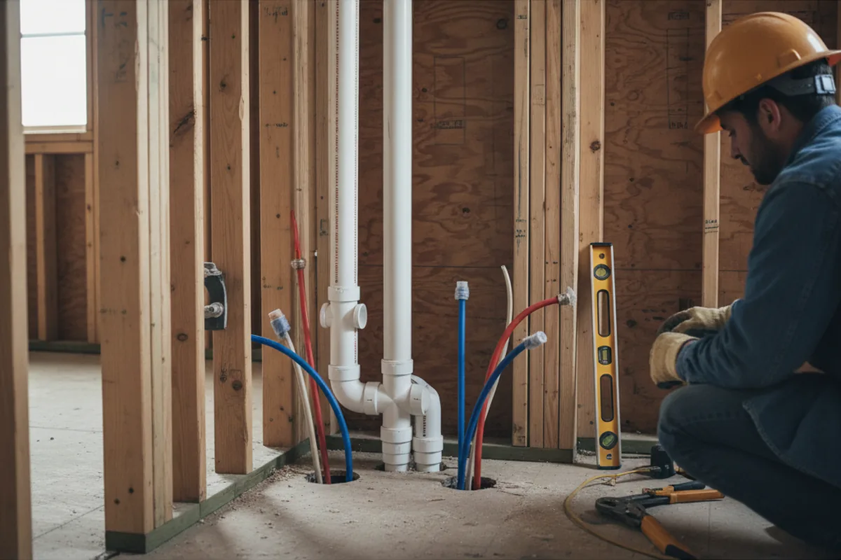 Drain and supply rough-in during Drain Cleaning in Airville