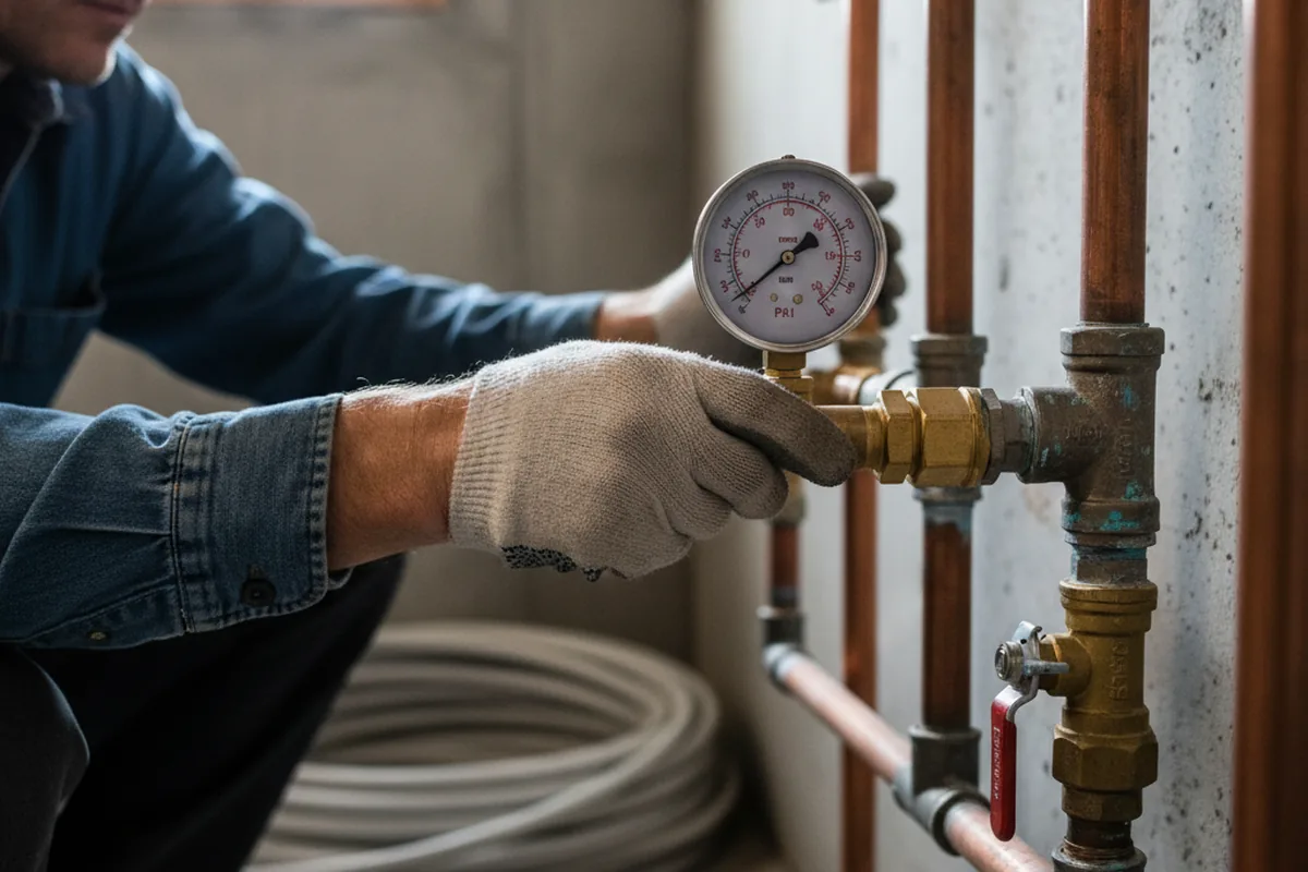 Pressure testing a repaired line during Water Line Repair in Airville
